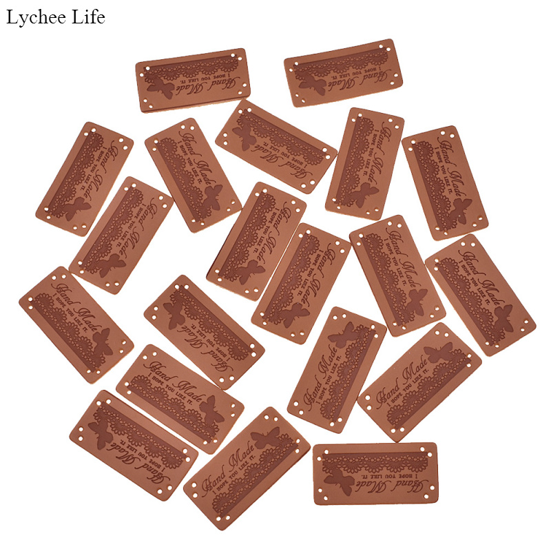 Lychee Life étiquettes de vêtement unisexe | Bricolage, artisanat du cuir, étiquettes à coudre gaufrées, 20 pièces/paquet