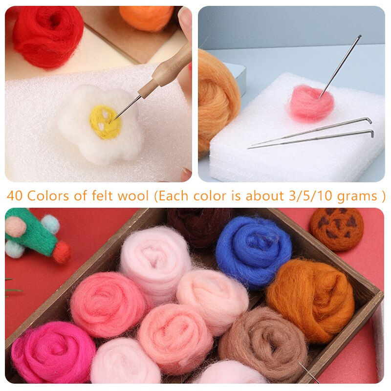 Lmdz 40 Wol Kleur Serie 3G/5G/10G Wol Fiber Diy Wol Fibre Bloem Dier speelgoed Vilten Wol Handgemaakte Vilten Ambachtelijke Kerst