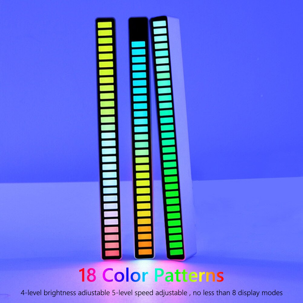 Lydkontrol lys app kontrol stemmeaktiveret pickup rytme lys led rgb farverig musik omgivende lys bar rytme lampe usb
