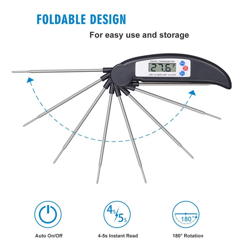 Moseko bbq thermometer vlees opvouwbare digitale oven voedsel keukenthermometer melksonde water olie vloeistof kookgerei