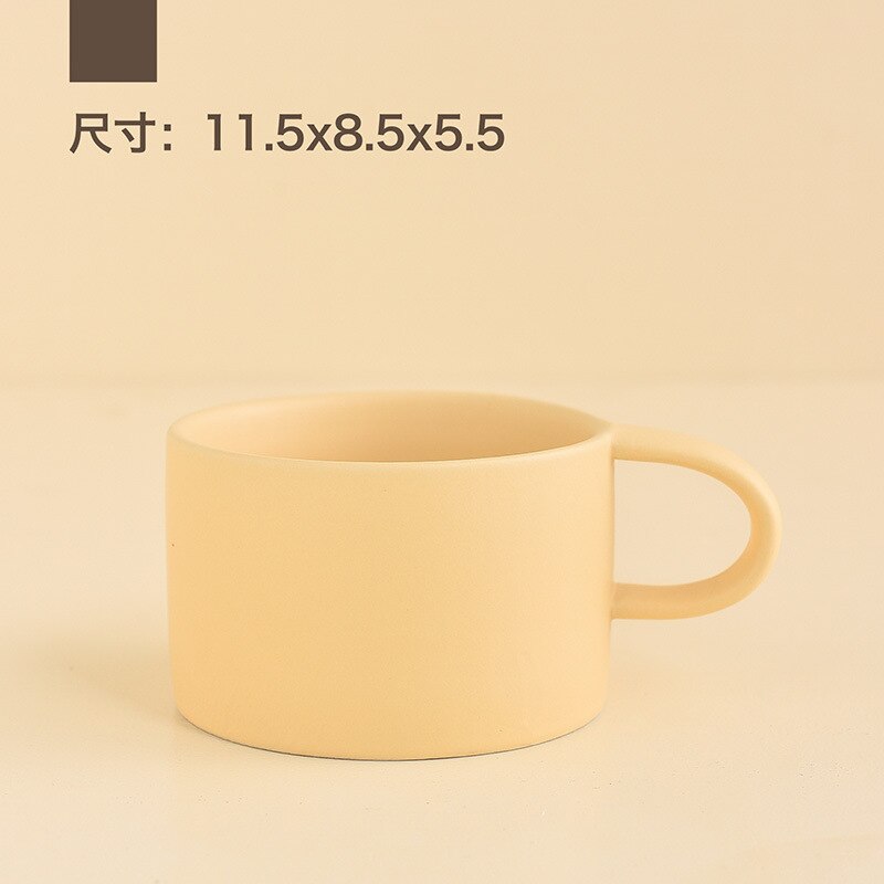 Taza de café de cerámica para leche, taza para café con leche, vaso bonito de cerámica de Color puro estilo europeo para parejas,: YELLOW