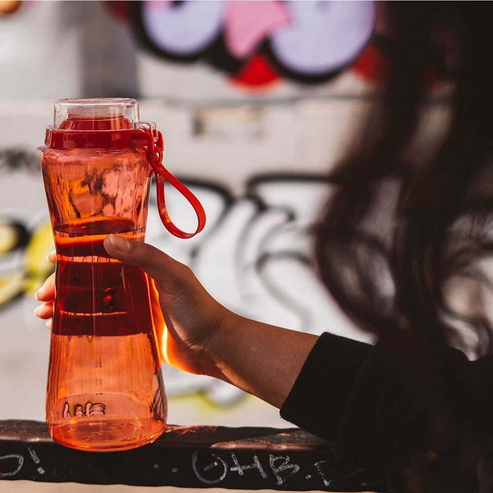 Glass Healthy Drink Bottle 750 ml 25Oz Protein Shake Sports Bicycle Outdoor Travel Botella Portable Leakproof Water BPA Free: DAILY CLEAR RED