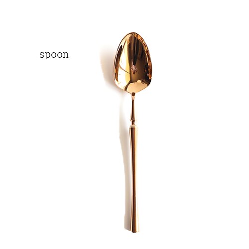 Ensemble de couverts en acier inoxydable or rose brillant, outils en acier inoxydable, excellents accessoires de cuisine cuillère avec boîte à déjeuner couteau et fourchette: spoon