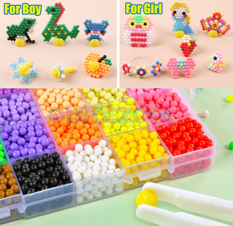 Refill Hama Beads Puzzle 3D Handmade Magic Aquabeads DIY Water Spray Beads Set Ball Games Children Toys for girls