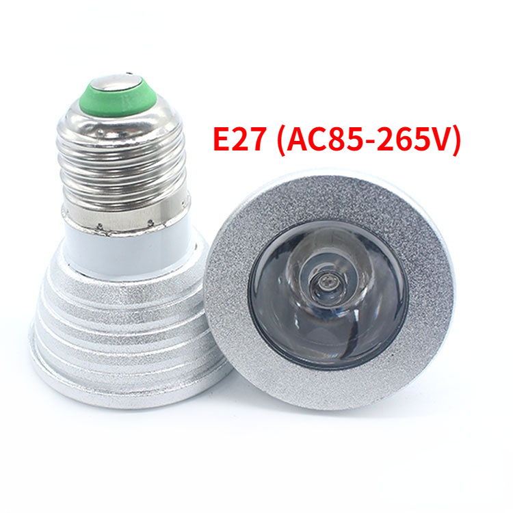 foco LED RGB 3W E27 E14 GU10 GU5.3 MR16 con Control remoto de 24 teclas bombillas de luz regulables de Color para decoración del hogar: Rosa