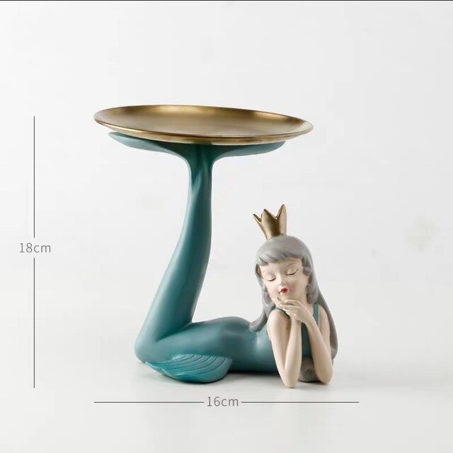 Bandeja de resina con forma de sirena nórdica para guardar llaves, decoración de uñas, cosméticos, para sala de estar, Delfín, artesanías: Mermaid tray