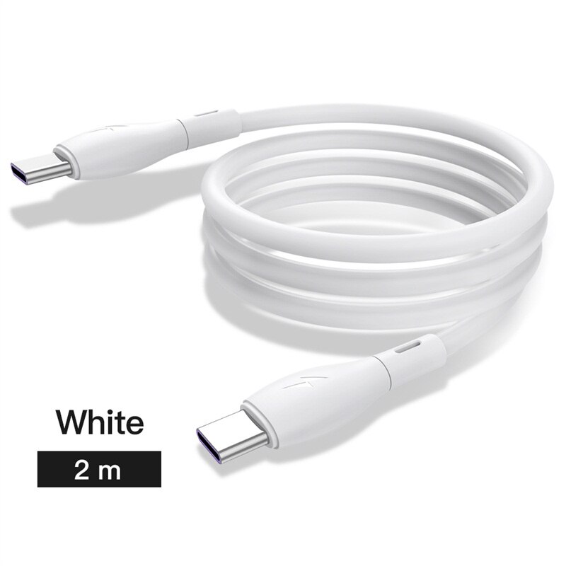 KUULAA USB Typ C Auf USB Typ C Flüssigkeit Silikon Kabel Für Samsung S10, typ-C 60W PD Schnelle QC 4,0 USB-C Kabel Für MacBook IPad P: 2m Weiß