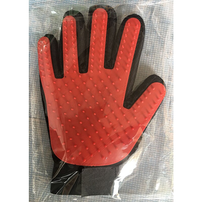Gant brosse de nettoyage pour chiens | Peigne à poils de chat, gant de toilettage de cinq doigts pour chiens, fournitures de nettoyage pour animaux domestiques: red right