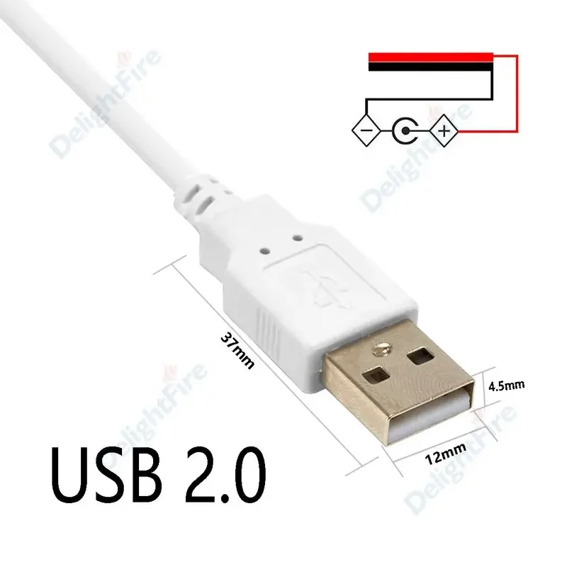 DC 5V USB 2.0 Typ A Męnarty 2-pinowy kabel Zasilacz Ładowarka robić DC5V Jednokolorowa taśma doprowadziło Światło DIY Kabel łączący: zgniły zielony / 5P