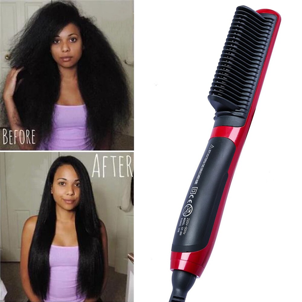 Peigne à lisser la barbe pour hommes, chauffage rapide, fer , Kit de toilettage Portable, brosse à lisser 3 en 1