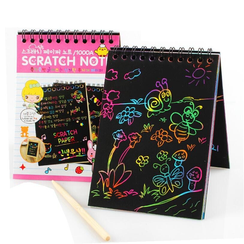 1Pc Scratch Opmerking Kinderen Creatieve Diy Kleurrijke Graffiti Notebook Kras Schilderen Kleuterschool Diy Kinderen Graffiti Boek
