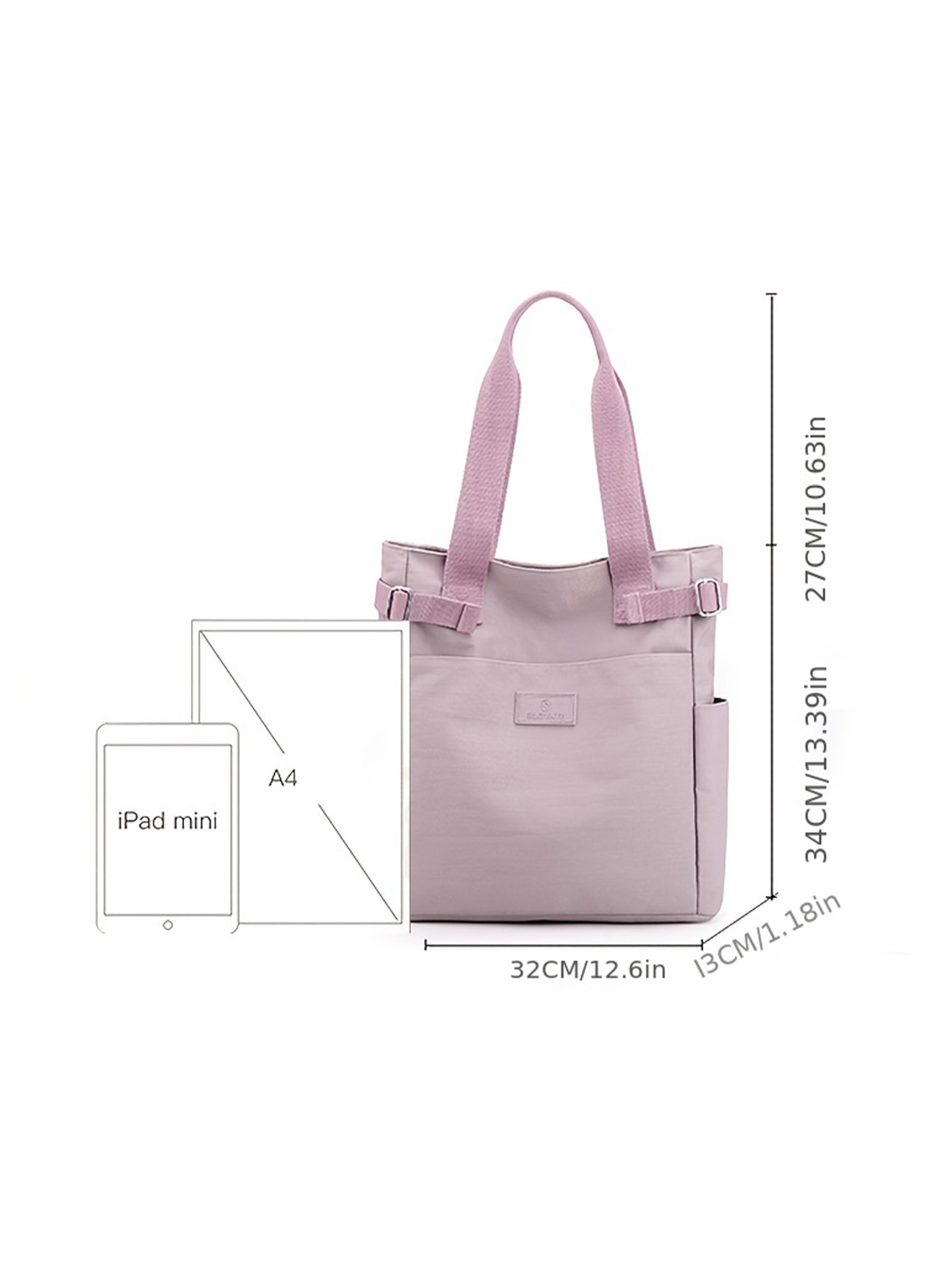 bolso de mano para mujer, bandolera púrpura, color sólido, gran capacidad, bolso de mano simple de nailon para estudiante