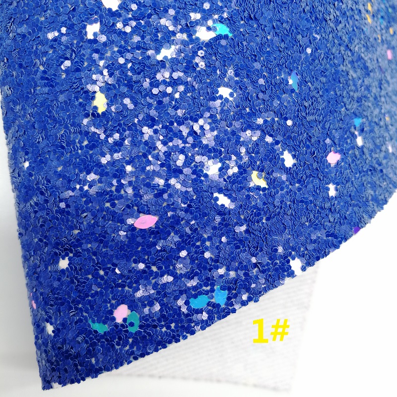 BLUE Glitter Fabirc, Faux Leather Fabric, Synthetic Leather Fabric Sheets For Bow A4 21x29CM Twinkling Ming XM581: 1