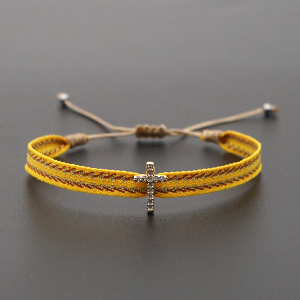 KKBEAD Bracelet tressé à la main strass lettre Bracelets porte-bonheur pour femmes mauvais œil Pulseras bijoux pour amis: Estampage à chaud