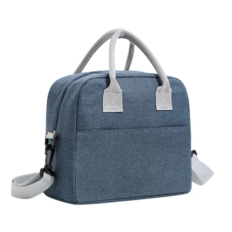 Portable Lunch Bag Cooler Tote Hangbag Picnic Insulated Box Canvas Thermal Food Container Men Women Kids Travel Lunchbox: Blue
