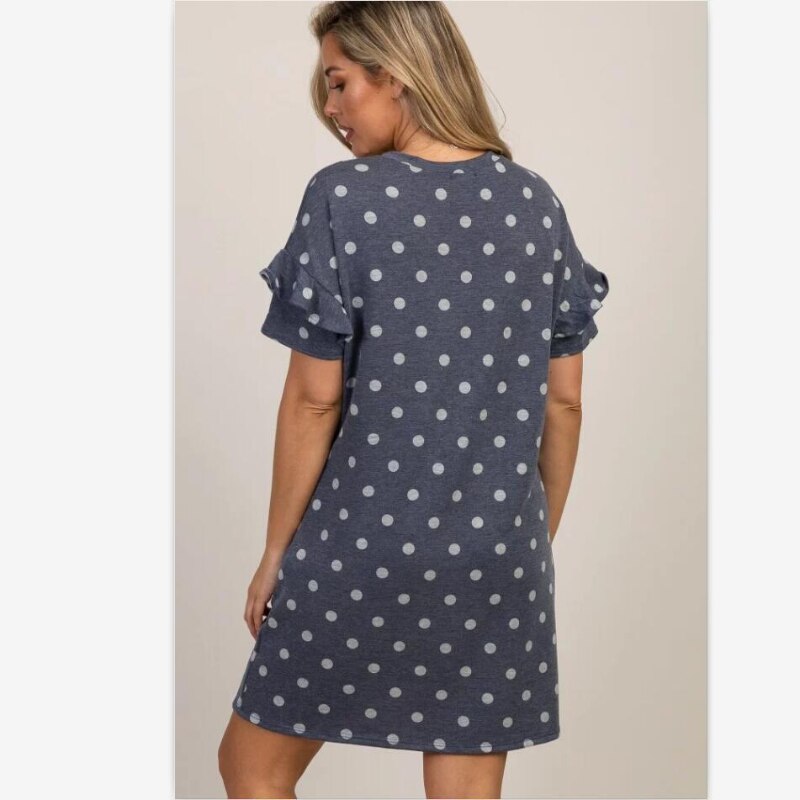 Pregnant Dress Short Sleeve Round Neck Short Sleeve Dress Polka Dot Maternity Dress Maternity Dress Nursing Dress