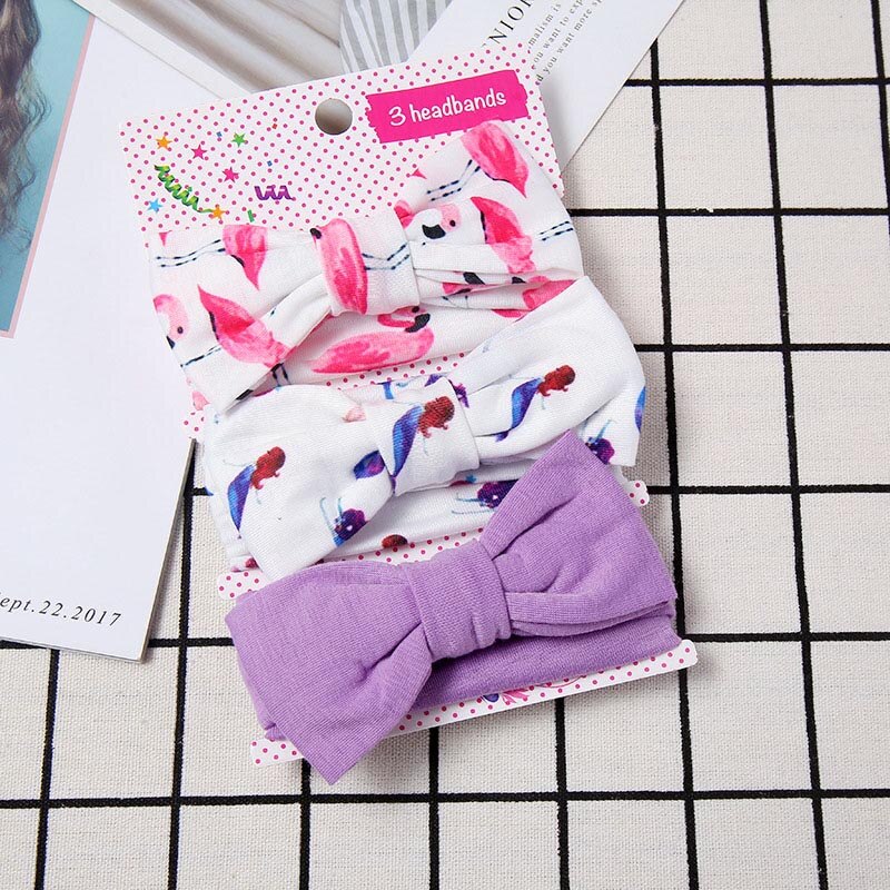 3 Stks/set Bloemen Baby Hoofdband Zachte Katoen Bloemenprint Dot Gedrukt Bows Geknoopt Meisje Hoofdbanden Haar Accessoires Dropshippin: set 3
