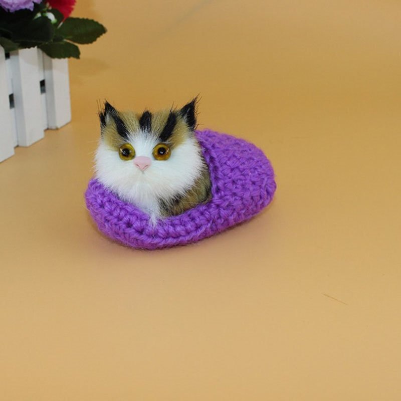 1pcs Lovely Press Meow Kitten Cute Small Cats Sleeping Or Sitting Slipper Funny Little Cat Sounding Toy Home Car Office Decor: K