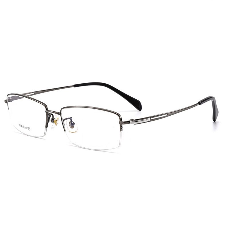Reine Titan Rahmen Brille Halb Rand Brille mit Frühling Scharniere Männer Geschäft Stil Anti-Blau Strahl lässig Brillen: grau