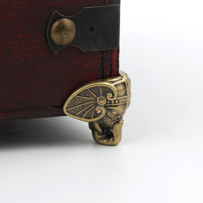 12Pcs Antieke Olifant Vintage Bronzen Sieraden Borst Box Houten Case Decor Bescherming Voeten Been Hoek Protector