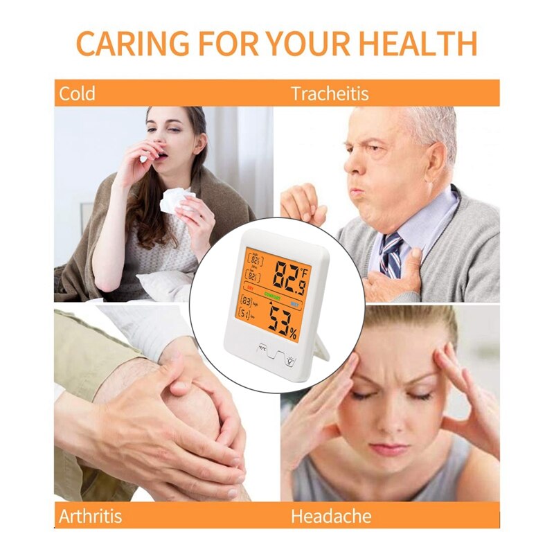 Digital Hygrometer Indoor Electronic Thermometer with Backlit Accurate Temperature Humidity Monitor for Home, Office