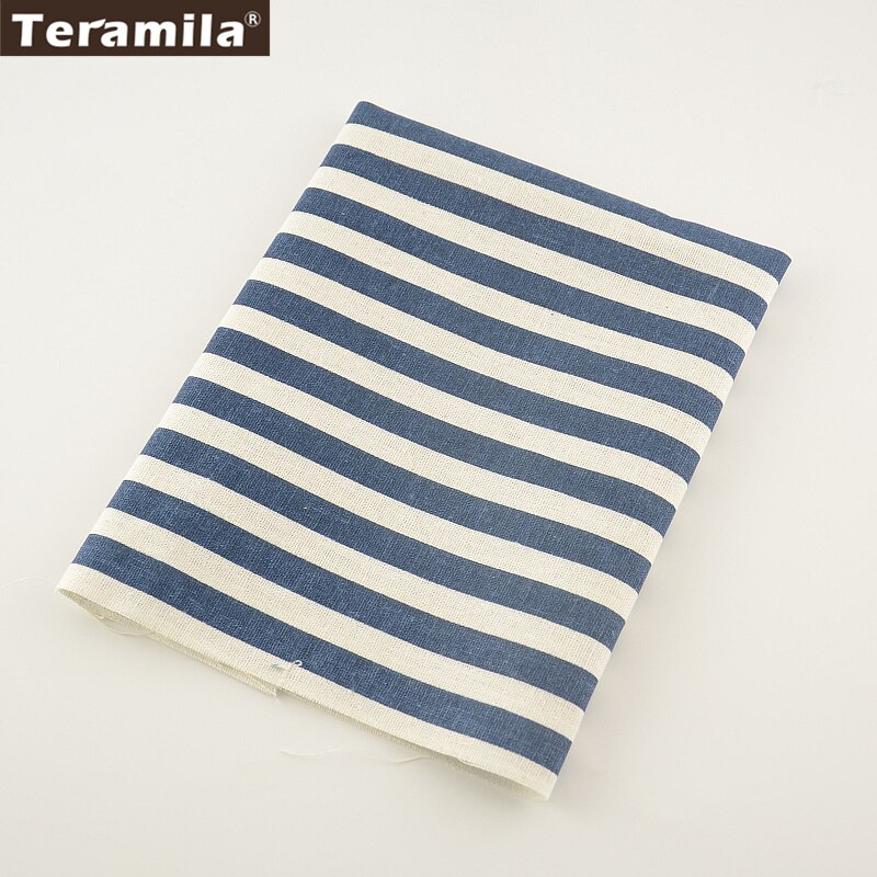 Diepblauwe stroken katoen, huistextiel, linnen stof, naaimateriaal, tissu teramila, tafelkleed, kussen, tas, gordijn, kussen, kussen