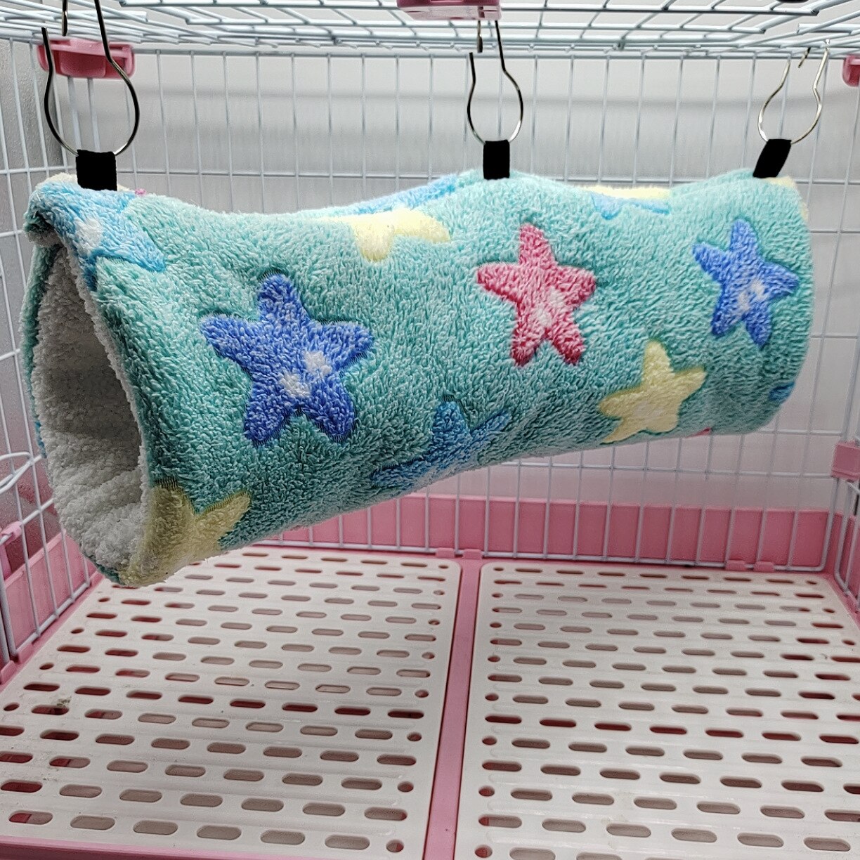 Multifunction Small Pet Tunnel Mini Animal Cage Hamster House Bed Playing Winter Warm Passage Small Pet Toy Guinea Pig Chipmunk: Star Green