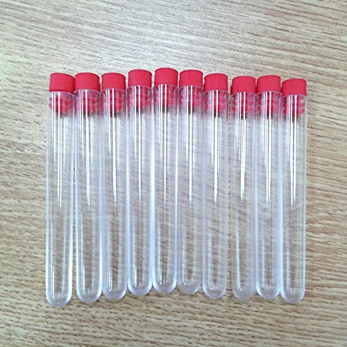 12x100mm Clear Plastic Test Tube with Red Cap, Pack of 20pcs