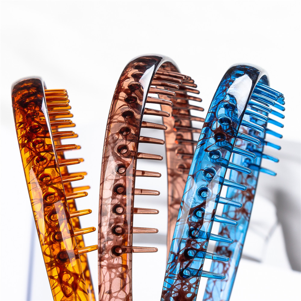 Elastic Waterproof Hairbands Toothed Hair Hoop for Adults Big Washing Face Wide Shatterproof Plastic Headband