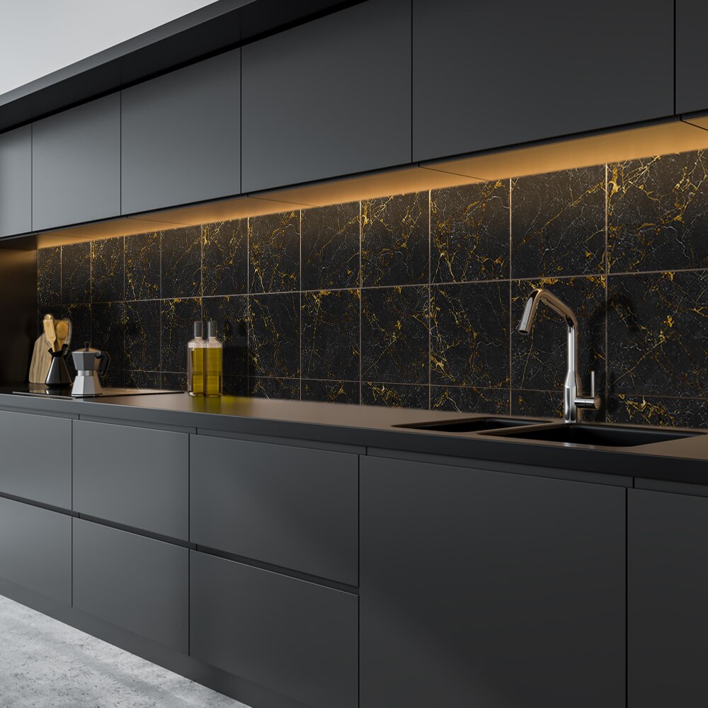 Funlife® strålende ™ 15/20cm svart og måke marmor fliser klistremerke vanntett pvc diy vegg klistremerke til baderoms kjøkken innredning