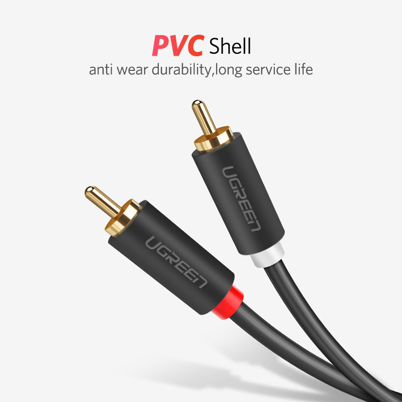 UGREEN 2RCA do 2 RCA z męskiego na męskie kabel Audio pozłacane kabel Audio RCA 2m 3m 5m do kina domowego TV DVD wzmacniacz CD Soundbox