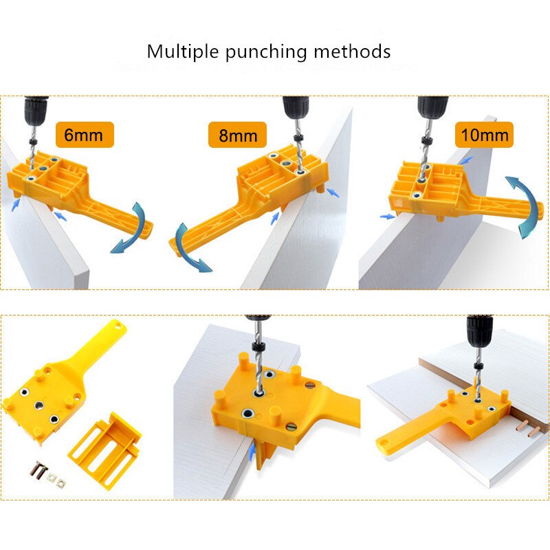 Woodworking Punch Locator Carpenter Job Tools Hand Tools Handheld 6/8/10mm Drill Bit Hole Puncher For Cross Dowel Drill Jig