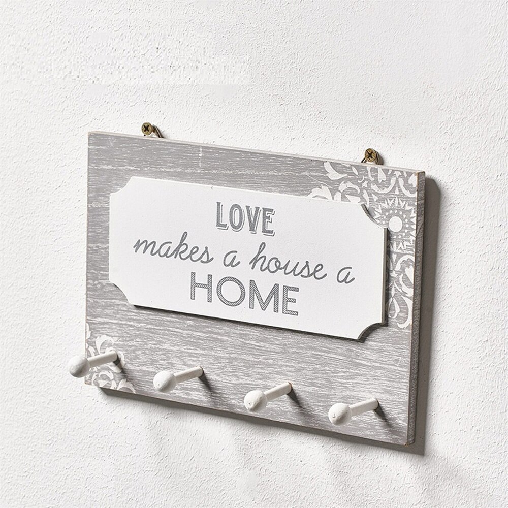 Rectangle House Shape Key Rack Hooks Coat Hooks Wall Hanging Wood Key Hanger Holder Wall Organizer Home Decoration Coat Hanger: 22X15X5CM