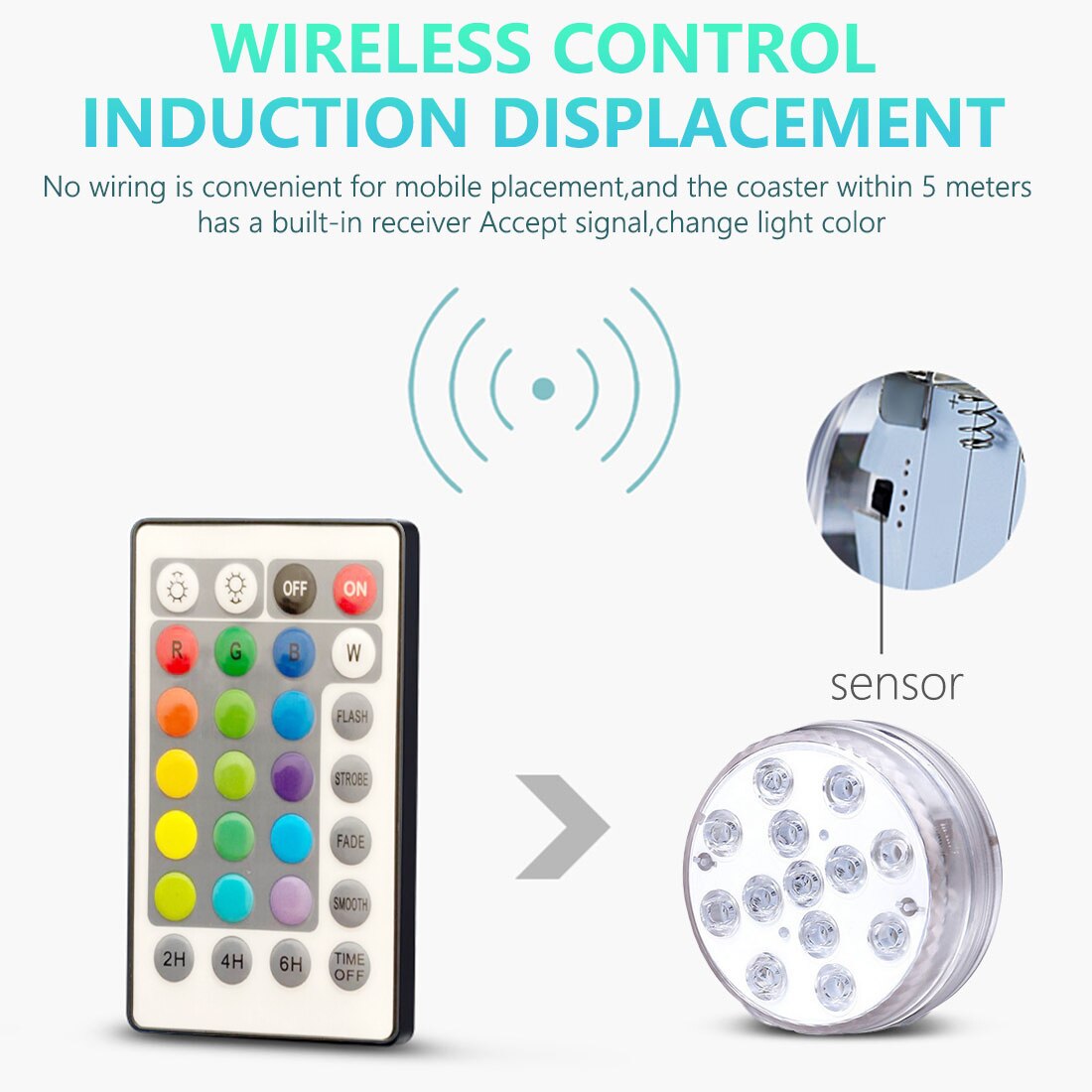 12 Led Remote Controlled RGB Submersible Light Battery Operated Underwater Night Lamp Outdoor Vase Bowl Garden Party Decoration