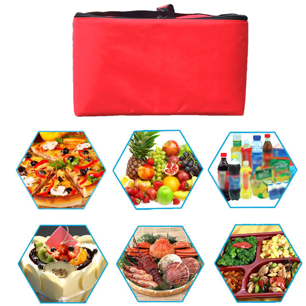 16 Inch Portable Red Strength Thermal Pizza Bag Holder Container Box Easy Use Oxford Cloth Fresh Food Insulated Storage: Red