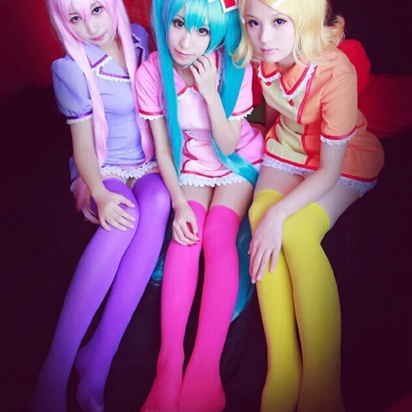 Calze colorate da donna Calza alta colore caramello sopra il ginocchio Calzini lunghi da donna Ragazze biancheria intima attillata Calzino da festa per cosplay