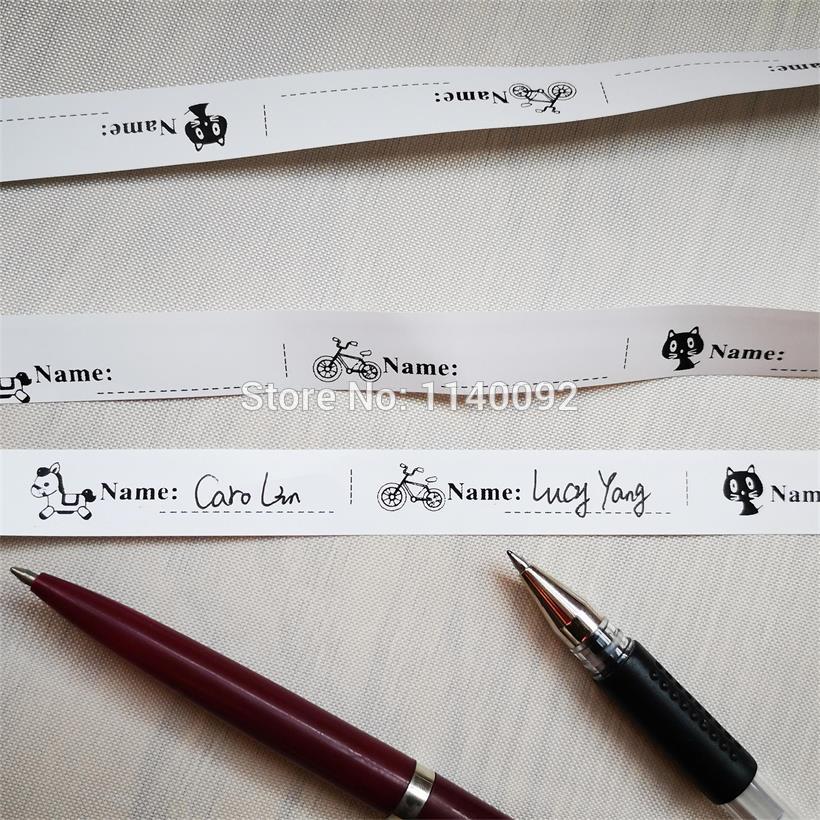 custom non-woven fabric handwritten name/kids name label/DIY brand name/clothing care label/printed label 200 pcs