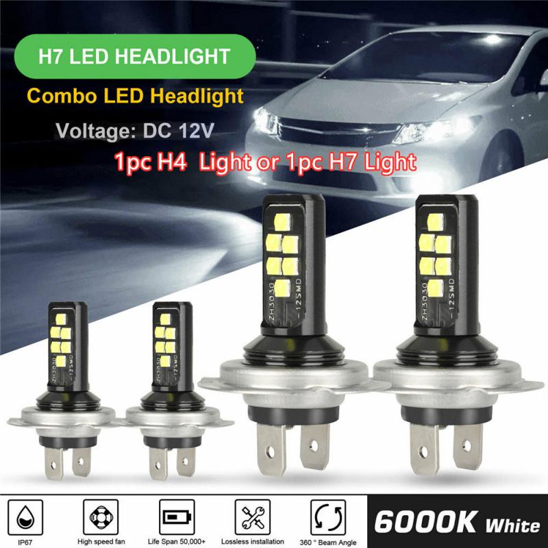 1PC 60W 6000K LED Auto Birne Auto H7 H4 Combo LED Scheinwerfer Bausatz Lampen Hohe Abblendlicht 52000LM Auto Scheinwerfer Birne DC 12V Auto Licht: H7