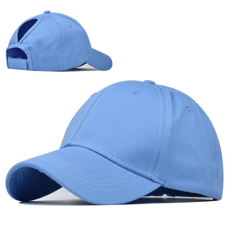 Semplice Coda di Cavallo Berretto Da Tennis Delle Donne Della Ragazza Solido Regolabile di Snapback di comfort del Cotone Cappelli Estivi Casual Protezioni di Sport di Trasporto di Goccia: blue