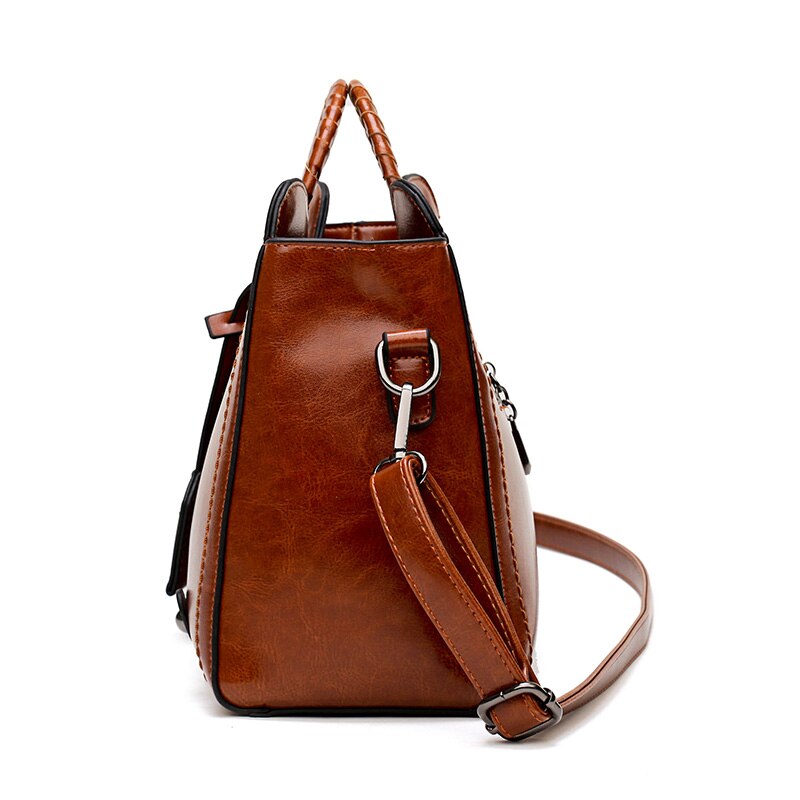 Vintage Handtas Vrouwen Bruin Lederen Schoudertas Dames Retro Tote Grote PU Handtassen Bolso Mode Grote Zwarte boodschappentassen