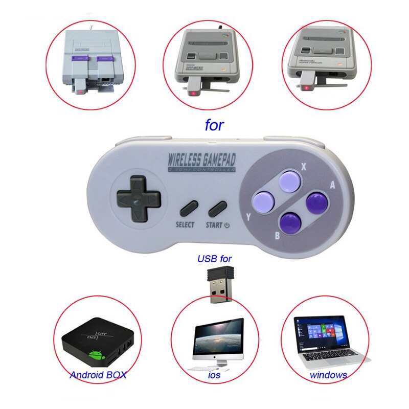 Draadloze Gamepads 2.4 GHZ Joypad Joystick Controller voor SNES NES Classic Mini windows IOS Android raspberry pi Console remote