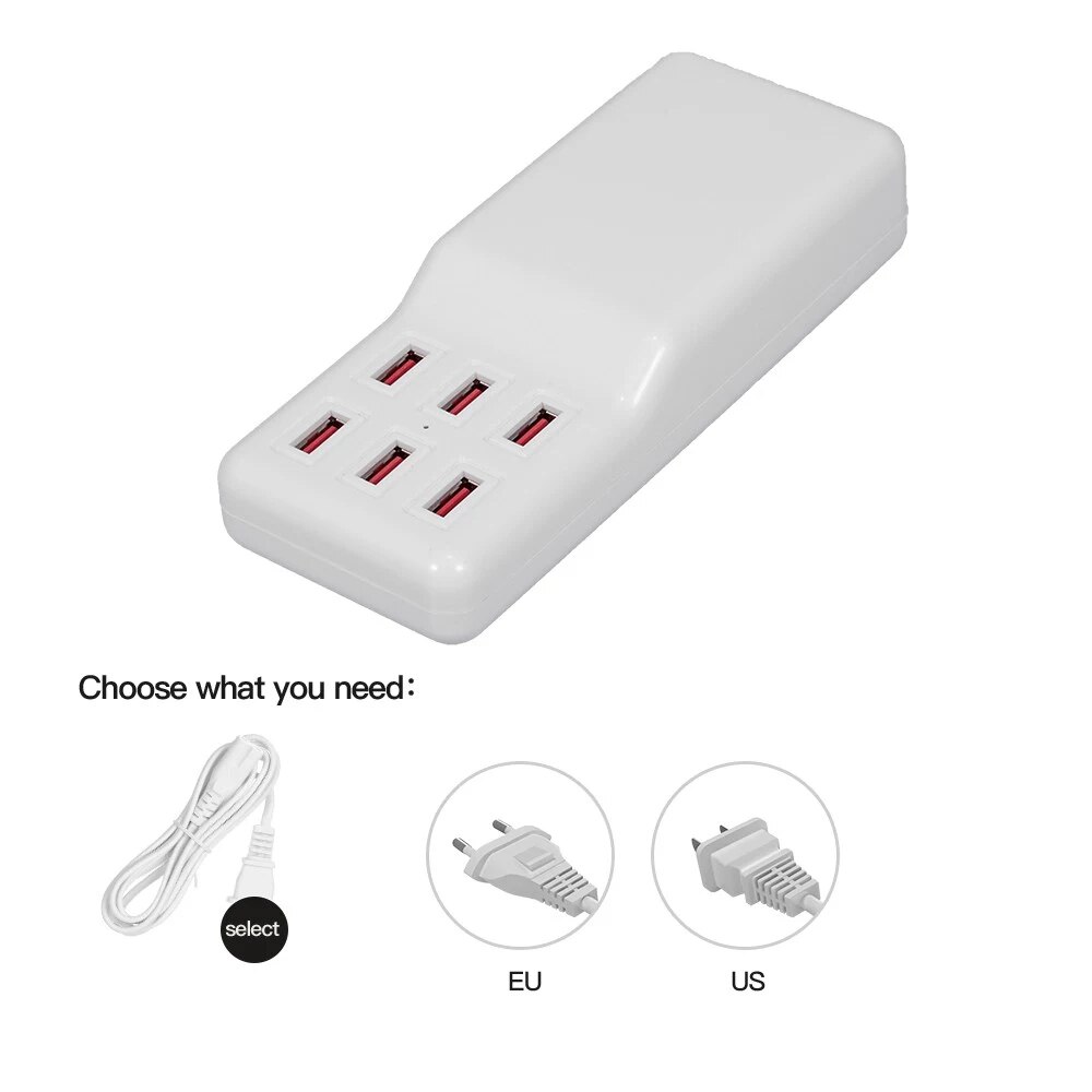 Multifunctional Phone Charging Dock with 6 Ports USB Charger for Apple Android Phone IPad Digital Camera Charging Dock