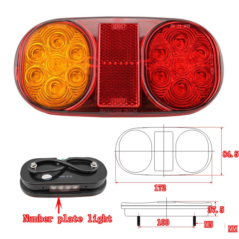 Ego perävaunu 2 kpl  /1 pairtrailer led takavalot lamppu vene perävaunu 12v perävaunun osat kuorma -auto rakennettu rekisterikilven valo upotettava