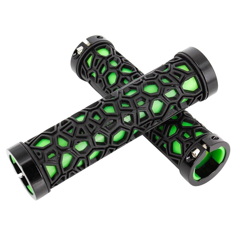 Fietsslot Op Comfort Rubberen Handvat Grips Fietsstuur Grips (Zwart En Groen)