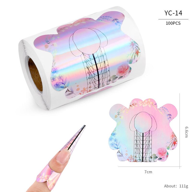 100pcs Butterfly Nail Forms Extension Tips French Acrylic Upper Forms For Nails Tips Building Extension Stencil Manicure Tools: YC-14