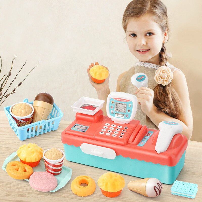 Simulation Kids Play House Supermarket Cashier Toy Set Scanner Multifunctional Supermarket Educational Toys For Children's