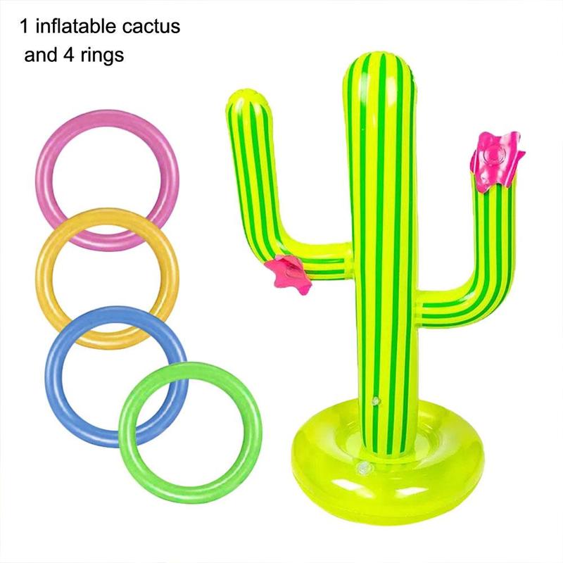 Pvc Opblaasbare Cast Ring Speelgoed 1 Opblaasbare Cactus En 4 Ringen Outdoor Zwemmen Drijvende Zwembad Spel Opblaasbare Cactus Speelgoed: Default Title