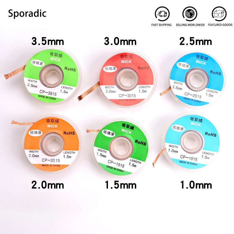 1mm 2mm 3.5mm Wire 1.5M Length Solder Wire Desoldering Braid Welding Solder For Soldering Wick Wire Lead Cord Flux Repair Tools