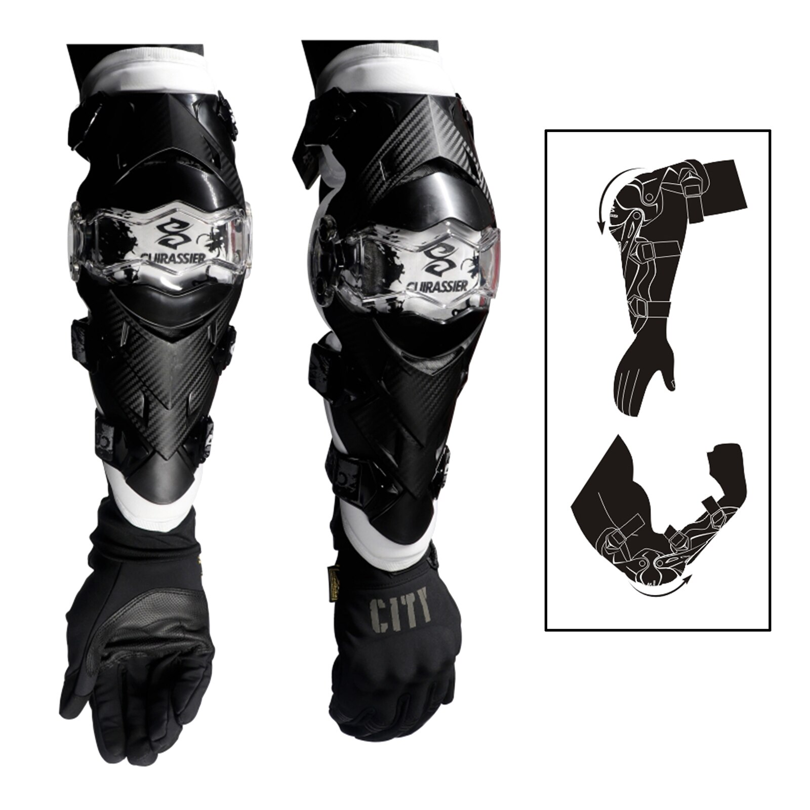 Cuirassier E09 Motorcycle Elbow Protector Elbow Guards Motocross Dirt Bike MTB Protection Pads ( 1 Pair): white