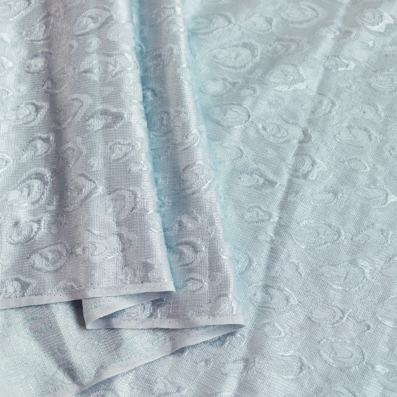 100cm*105cm silke ull stoff myk jacquard dress tekstil blå